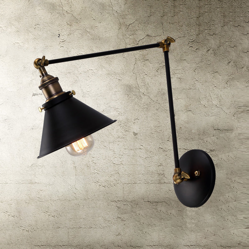 Black Single Contemporary Wall Mounted Sconce Iron Shaded Wall Light