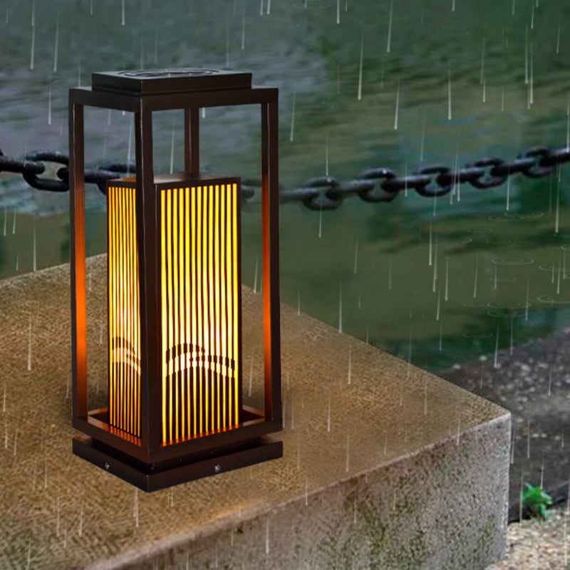 Modern Simple Outdoor Light Rectangle Shape Solar Energy Pillar Lamp for Courtyard