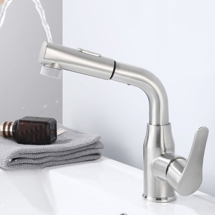 Modern 1-Handle Bathroom Sink Faucet Circular Vessel Sink Faucet Stainless Steel