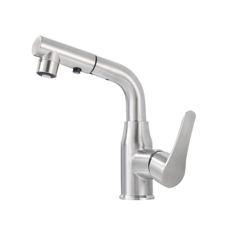 Modern 1-Handle Bathroom Sink Faucet Circular Vessel Sink Faucet Stainless Steel