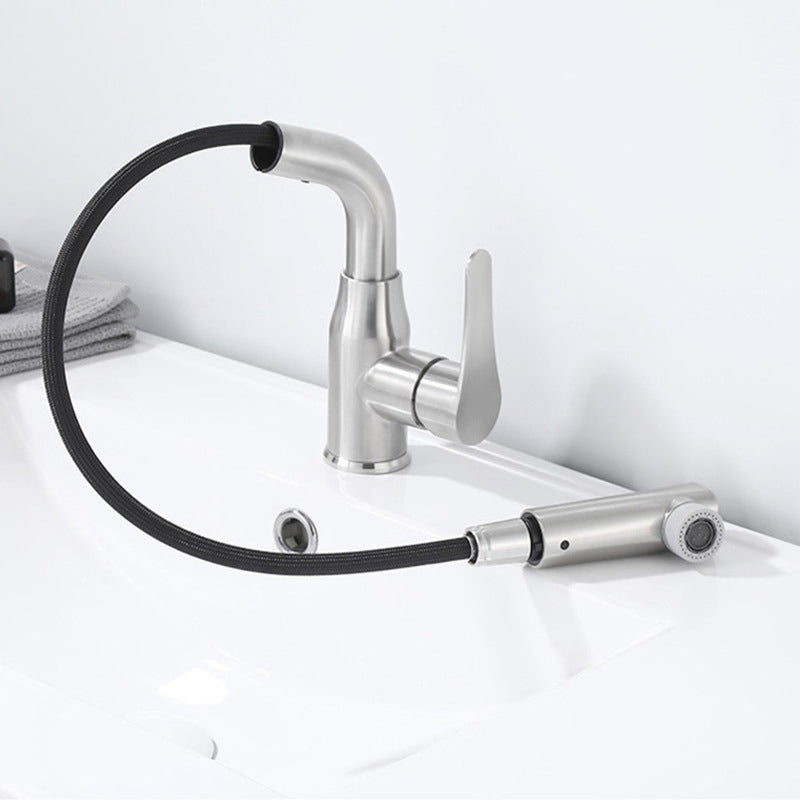 Modern 1-Handle Bathroom Sink Faucet Circular Vessel Sink Faucet Stainless Steel