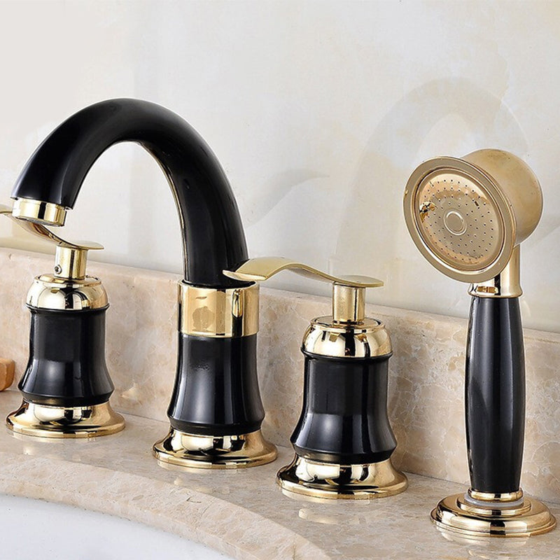 Luxury Rotatable Widespread Sink Faucet Circular Lever Handle Faucet with Water Hose