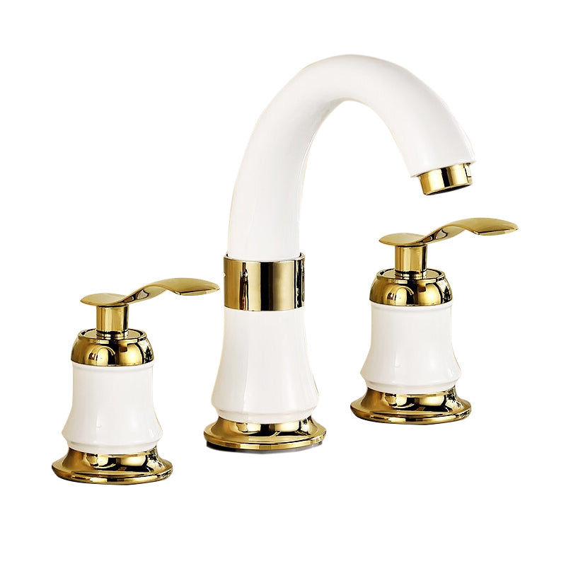 Luxury Rotatable Widespread Sink Faucet Circular Lever Handle Faucet with Water Hose
