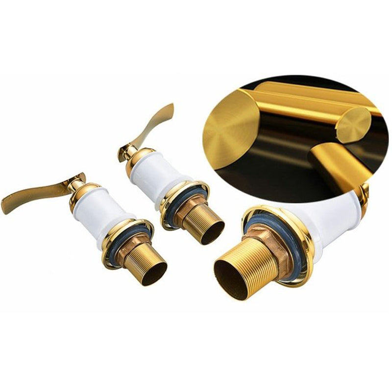 Luxury Rotatable Widespread Sink Faucet Circular Lever Handle Faucet with Water Hose