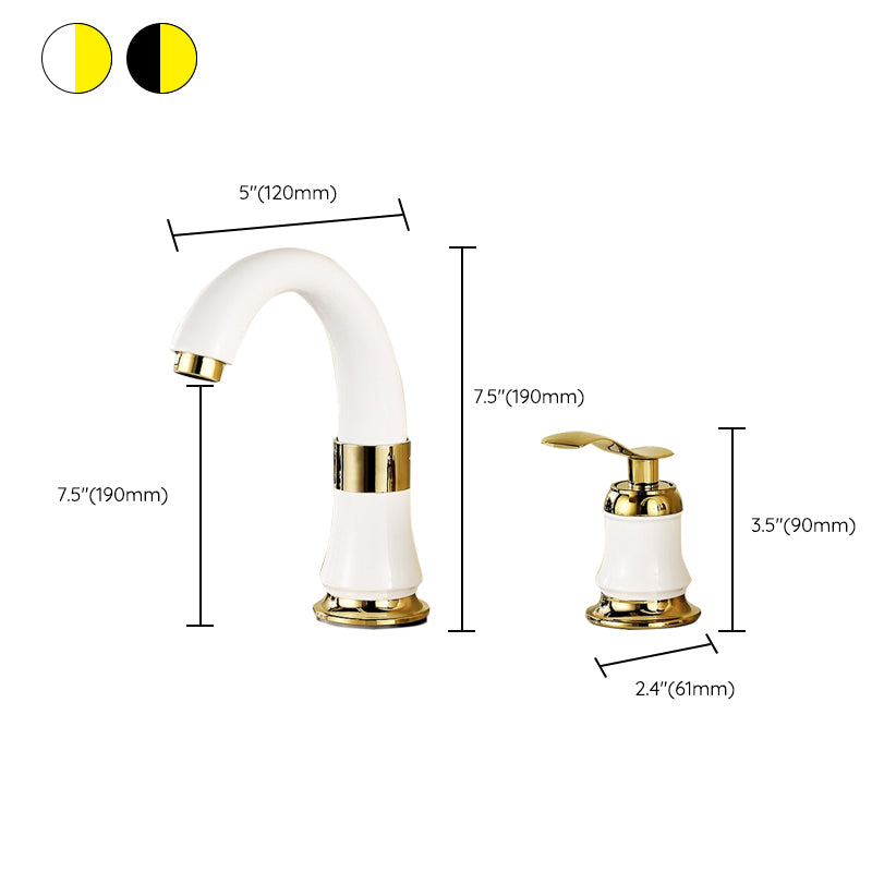 Luxury Rotatable Widespread Sink Faucet Circular Lever Handle Faucet with Water Hose