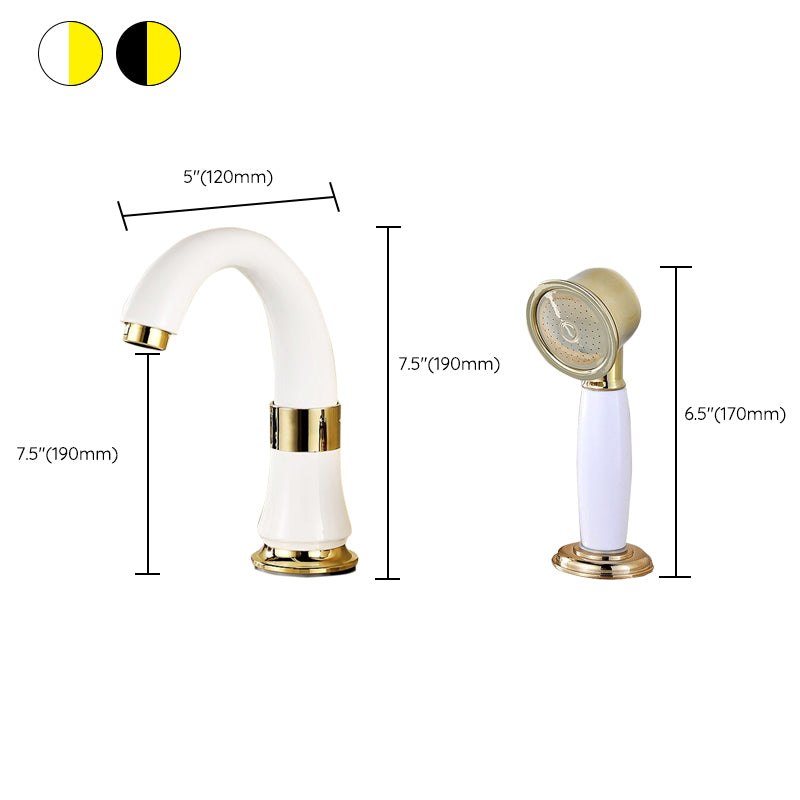 Luxury Rotatable Widespread Sink Faucet Circular Lever Handle Faucet with Water Hose