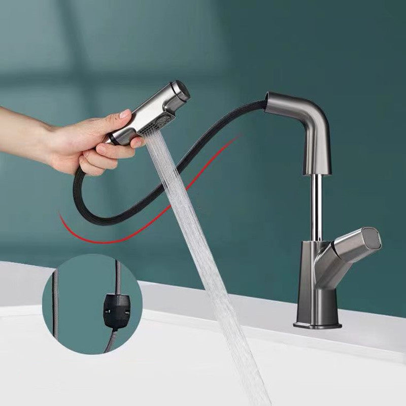 Pull-out 1 Hole Bathroom Faucet with Water Hose Vessel Faucet