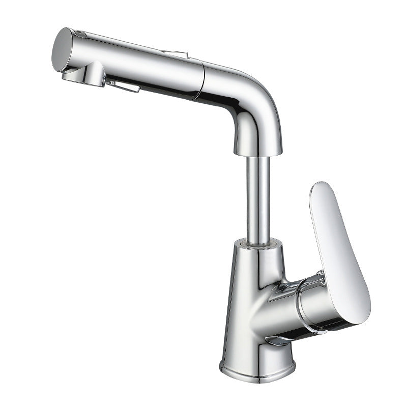 Contemporary Vessel Faucet Copper Single Handle Low Arc Retractable Vessel Faucet