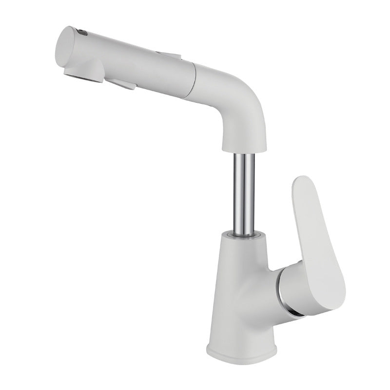 Contemporary Vessel Faucet Copper Single Handle Low Arc Retractable Vessel Faucet
