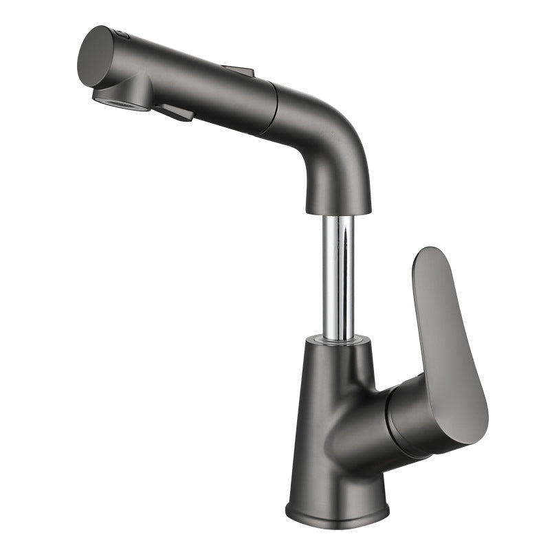 Contemporary Vessel Faucet Copper Single Handle Low Arc Retractable Vessel Faucet