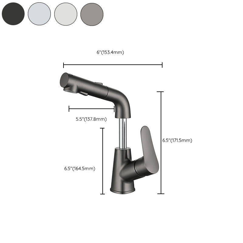 Contemporary Vessel Faucet Copper Single Handle Low Arc Retractable Vessel Faucet