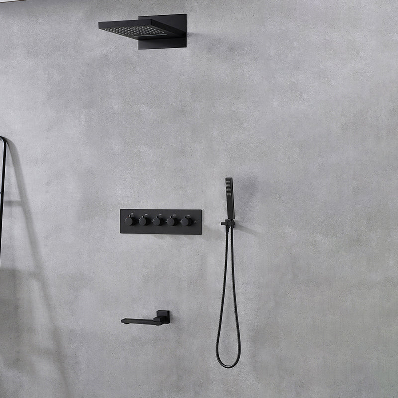 Modern Shower Head Combo Brass Slide Bar Included Wall Mounted Shower System