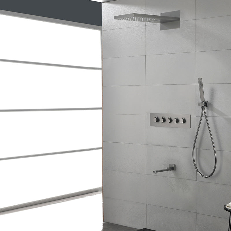 Modern Shower Head Combo Brass Slide Bar Included Wall Mounted Shower System