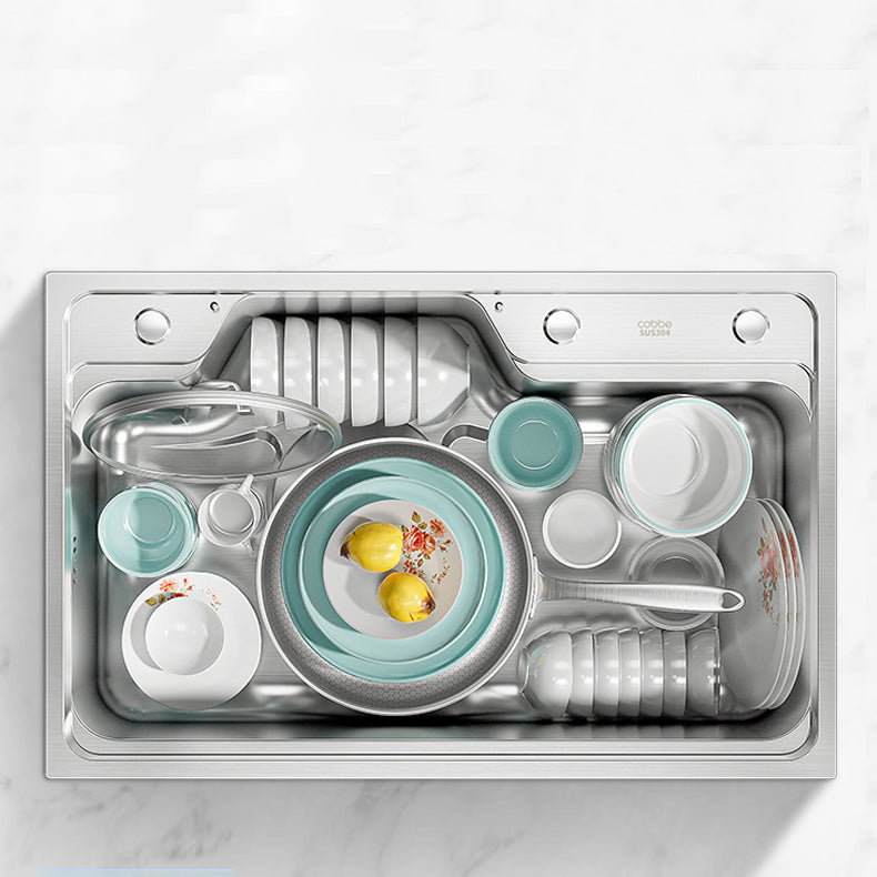 Contemporary Style Kitchen Sink Stainless Steel Drop-In Rustproof Kitchen Sink