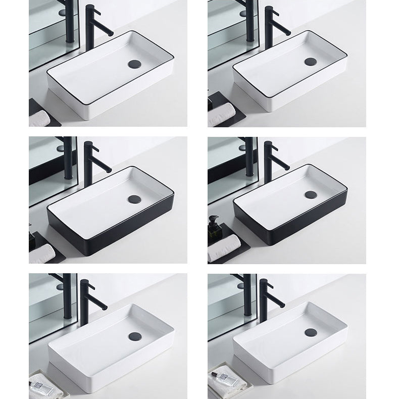 Modern Porcelain Trough Sink White Trough Sink With Basin, and Faucet