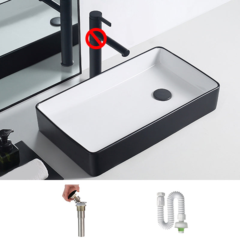Modern Porcelain Trough Sink White Trough Sink With Basin, and Faucet