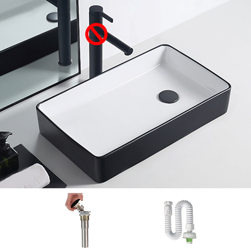 Modern Porcelain Trough Sink White Trough Sink With Basin, and Faucet