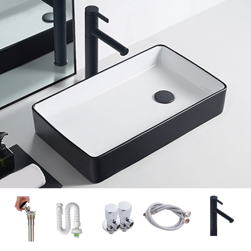 Modern Porcelain Trough Sink White Trough Sink With Basin, and Faucet