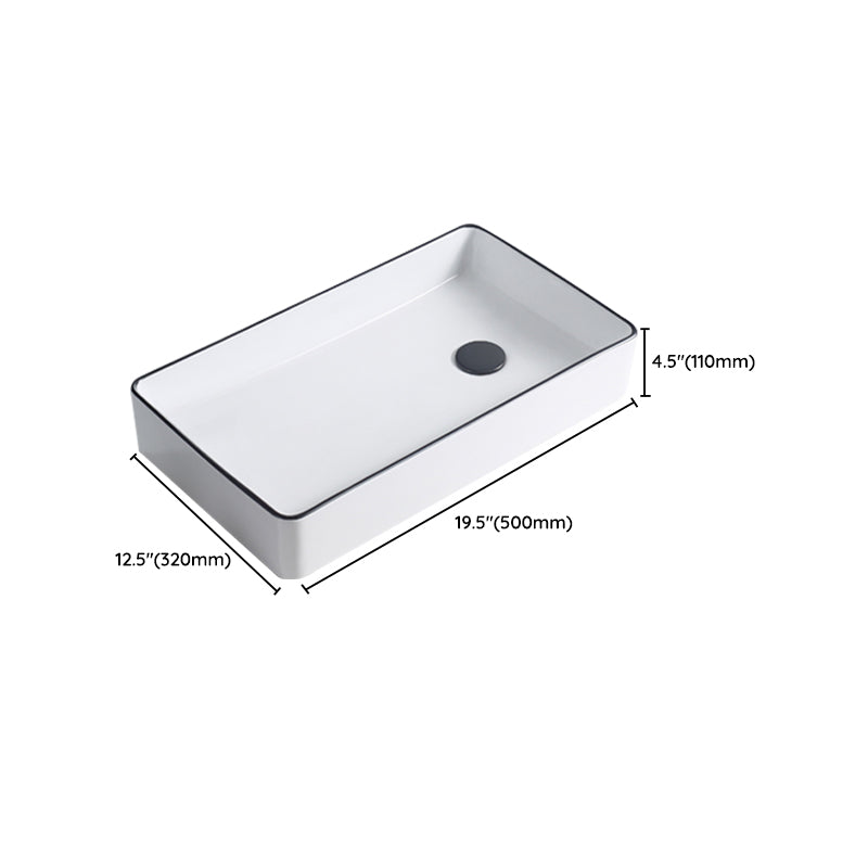 Modern Porcelain Trough Sink White Trough Sink With Basin, and Faucet
