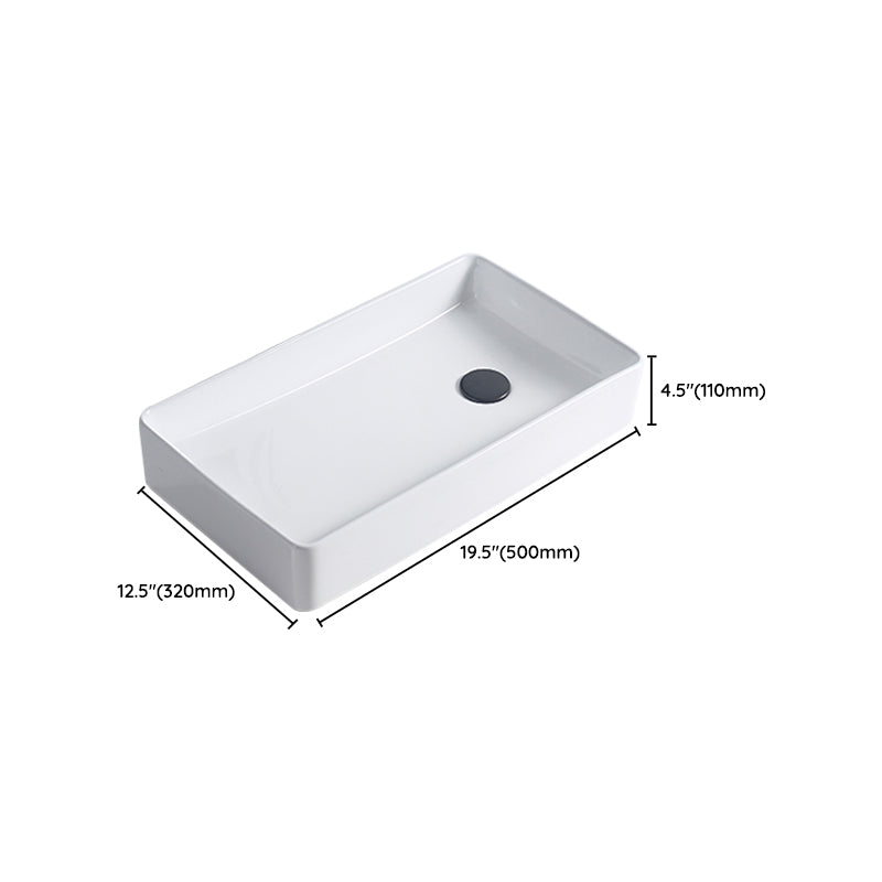 Modern Porcelain Trough Sink White Trough Sink With Basin, and Faucet