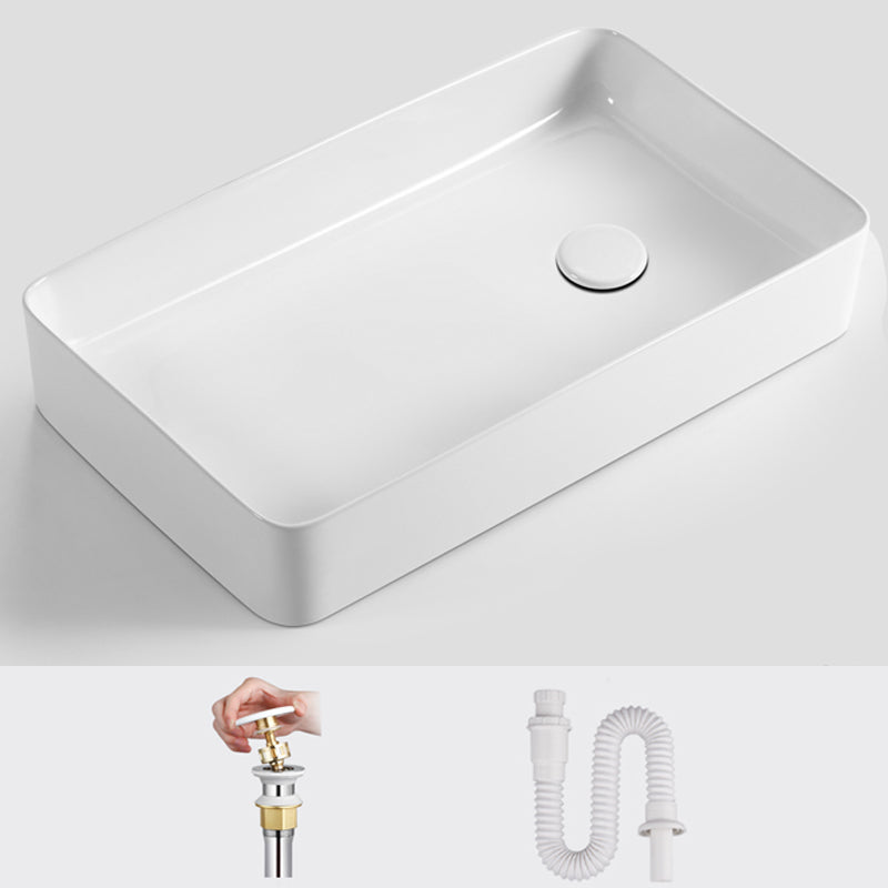 Modern Bathroom Sink Specialty Porcelain Shut-Off Valve Included Vessel Lavatory Sink