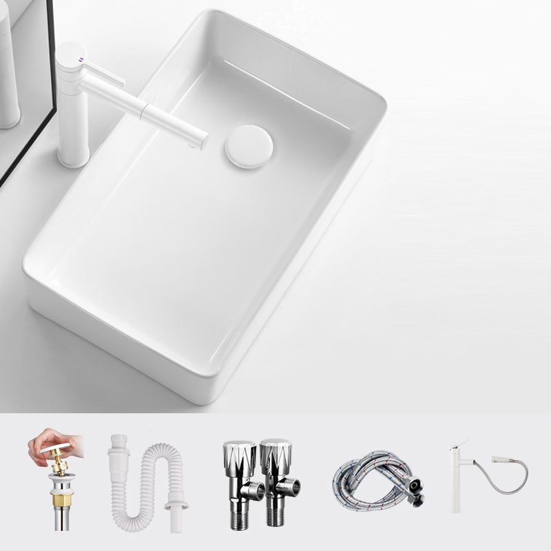 Modern Bathroom Sink Specialty Porcelain Shut-Off Valve Included Vessel Lavatory Sink