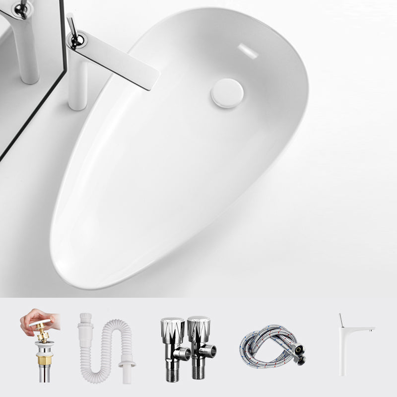 Modern Bathroom Sink Specialty Porcelain Shut-Off Valve Included Vessel Lavatory Sink