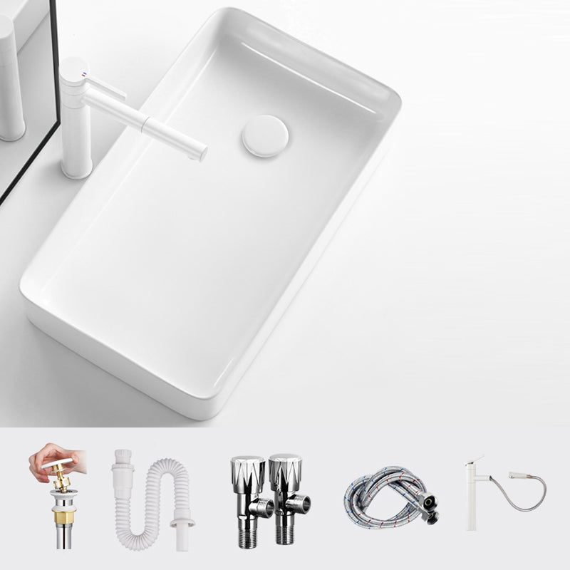 Modern Bathroom Sink Specialty Porcelain Shut-Off Valve Included Vessel Lavatory Sink
