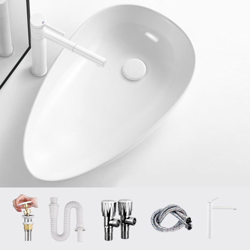 Modern Bathroom Sink Specialty Porcelain Shut-Off Valve Included Vessel Lavatory Sink