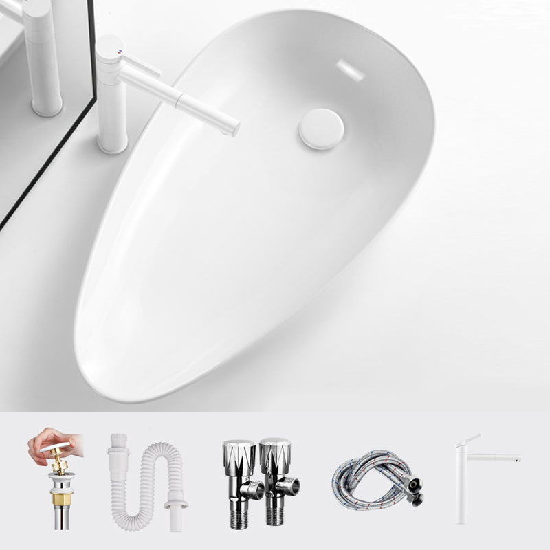 Modern Bathroom Sink Specialty Porcelain Shut-Off Valve Included Vessel Lavatory Sink