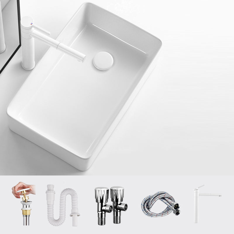 Modern Bathroom Sink Specialty Porcelain Shut-Off Valve Included Vessel Lavatory Sink