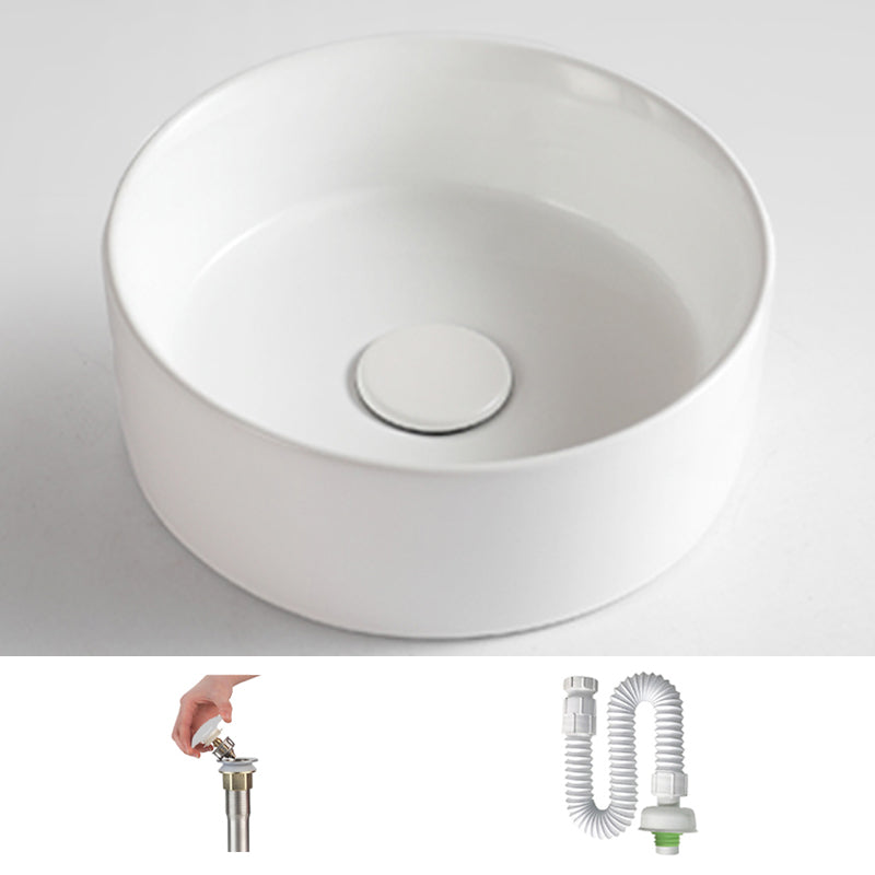 Round White and Orange Trough Bathroom Sink Porcelain Trough Bathroom Sink