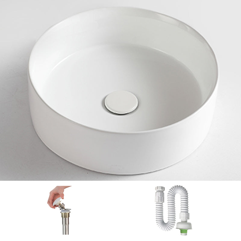 Round White and Orange Trough Bathroom Sink Porcelain Trough Bathroom Sink