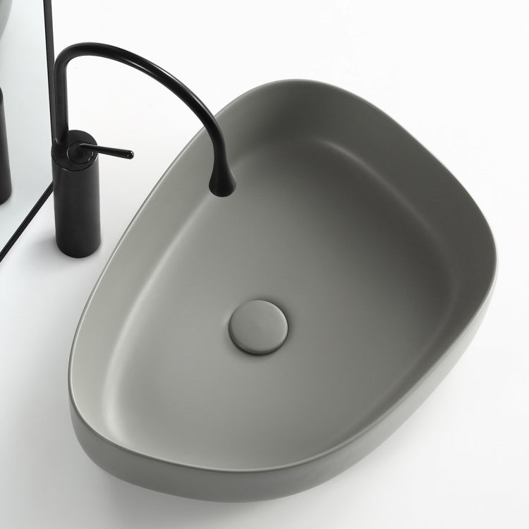 Modern Vessel Bathroom Sink Porcelain Specialty Shut-Off Valve Included Basin Sink