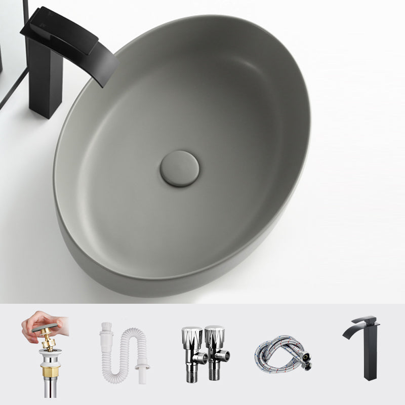 Modern Vessel Bathroom Sink Porcelain Specialty Shut-Off Valve Included Basin Sink