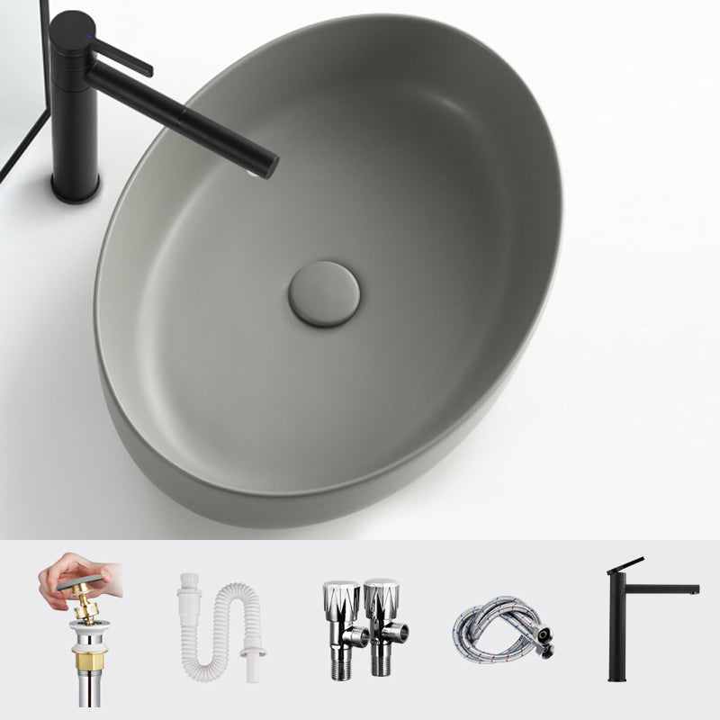 Modern Vessel Bathroom Sink Porcelain Specialty Shut-Off Valve Included Basin Sink