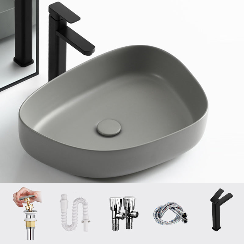 Modern Vessel Bathroom Sink Porcelain Specialty Shut-Off Valve Included Basin Sink