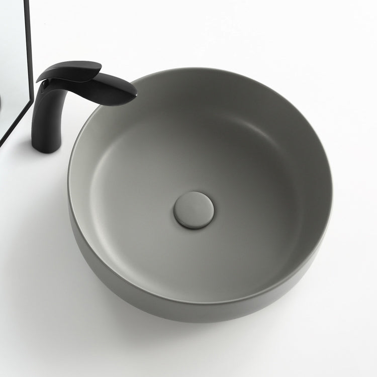 Modern Vessel Bathroom Sink Porcelain Specialty Shut-Off Valve Included Basin Sink