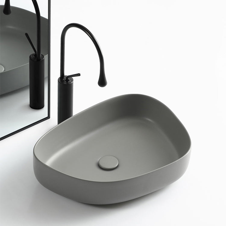 Modern Vessel Bathroom Sink Porcelain Specialty Shut-Off Valve Included Basin Sink