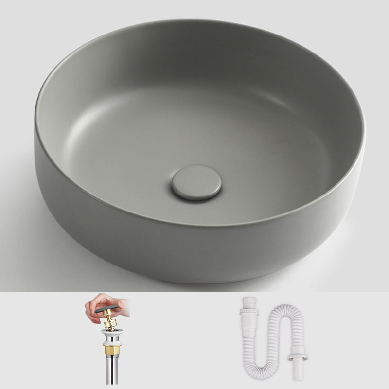 Modern Vessel Bathroom Sink Porcelain Specialty Shut-Off Valve Included Basin Sink