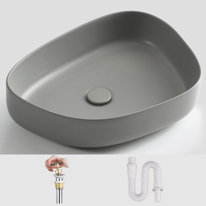 Modern Vessel Bathroom Sink Porcelain Specialty Shut-Off Valve Included Basin Sink