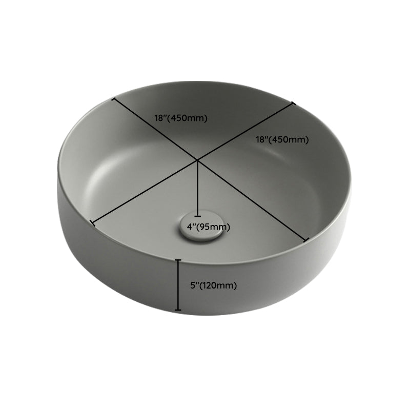Modern Vessel Bathroom Sink Porcelain Specialty Shut-Off Valve Included Basin Sink