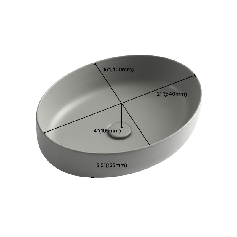 Modern Vessel Bathroom Sink Porcelain Specialty Shut-Off Valve Included Basin Sink
