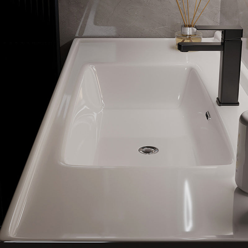 2 Drawers Vanity  Wood Frame Wall Mount Rectangle Single Sink Bathroom Vanity with Mirror