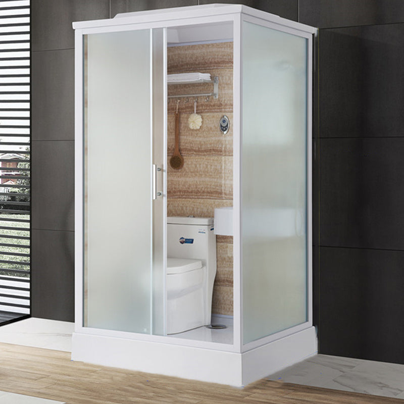 Clear Rectangle Shower Stall Modern Single Sliding Shower Stall