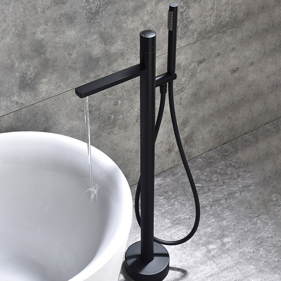 Contemporary Floor Mounted Copper Freestanding Tub Filler High Arc Tub Filler Trim