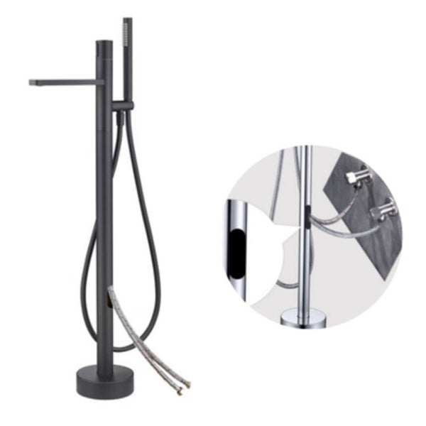 Contemporary Floor Mounted Copper Freestanding Tub Filler High Arc Tub Filler Trim