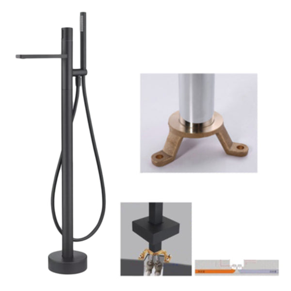 Contemporary Floor Mounted Copper Freestanding Tub Filler High Arc Tub Filler Trim