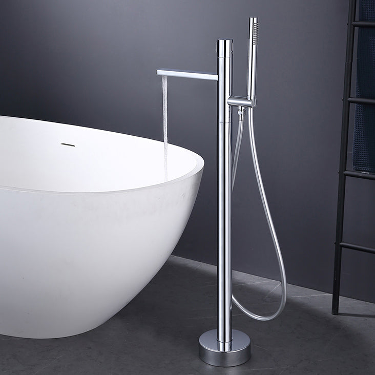 Contemporary Floor Mounted Copper Freestanding Tub Filler High Arc Tub Filler Trim