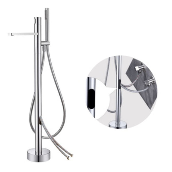 Contemporary Floor Mounted Copper Freestanding Tub Filler High Arc Tub Filler Trim